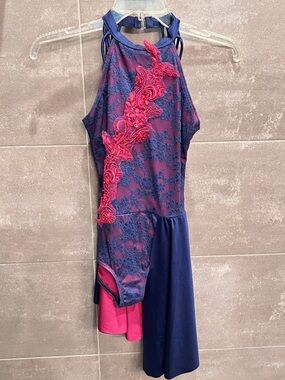 Weissman Navy and Fuchsia Lace Dance Costume